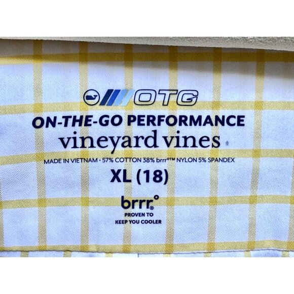 Vineyard Vines Shirt Mens XL Yellow Slim Fit Tucker Button Up Preppy Whale - Picture 2 of 6